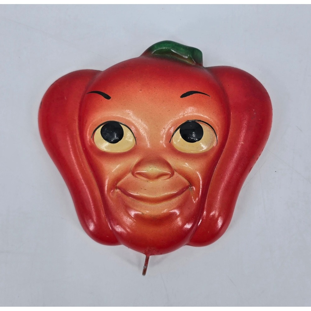 Vintage 1964 Miller Studio Red Bell Pepper Face Wall Plaque Chalkware Kitchen